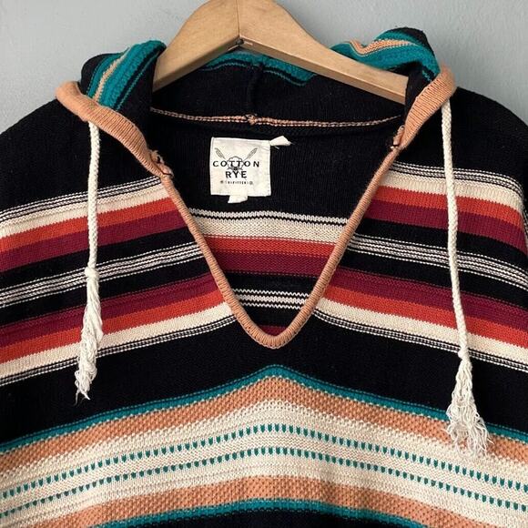 Striped V-Neck Sweater with Hood - Picture 3 of 10